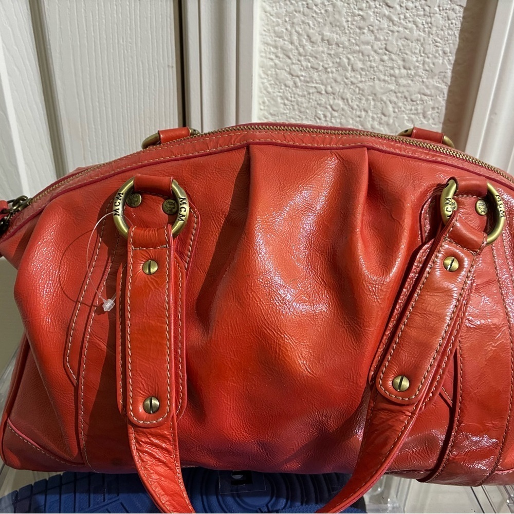 MCM Orange Leather Shoulder Bag - Picture 5 of 10